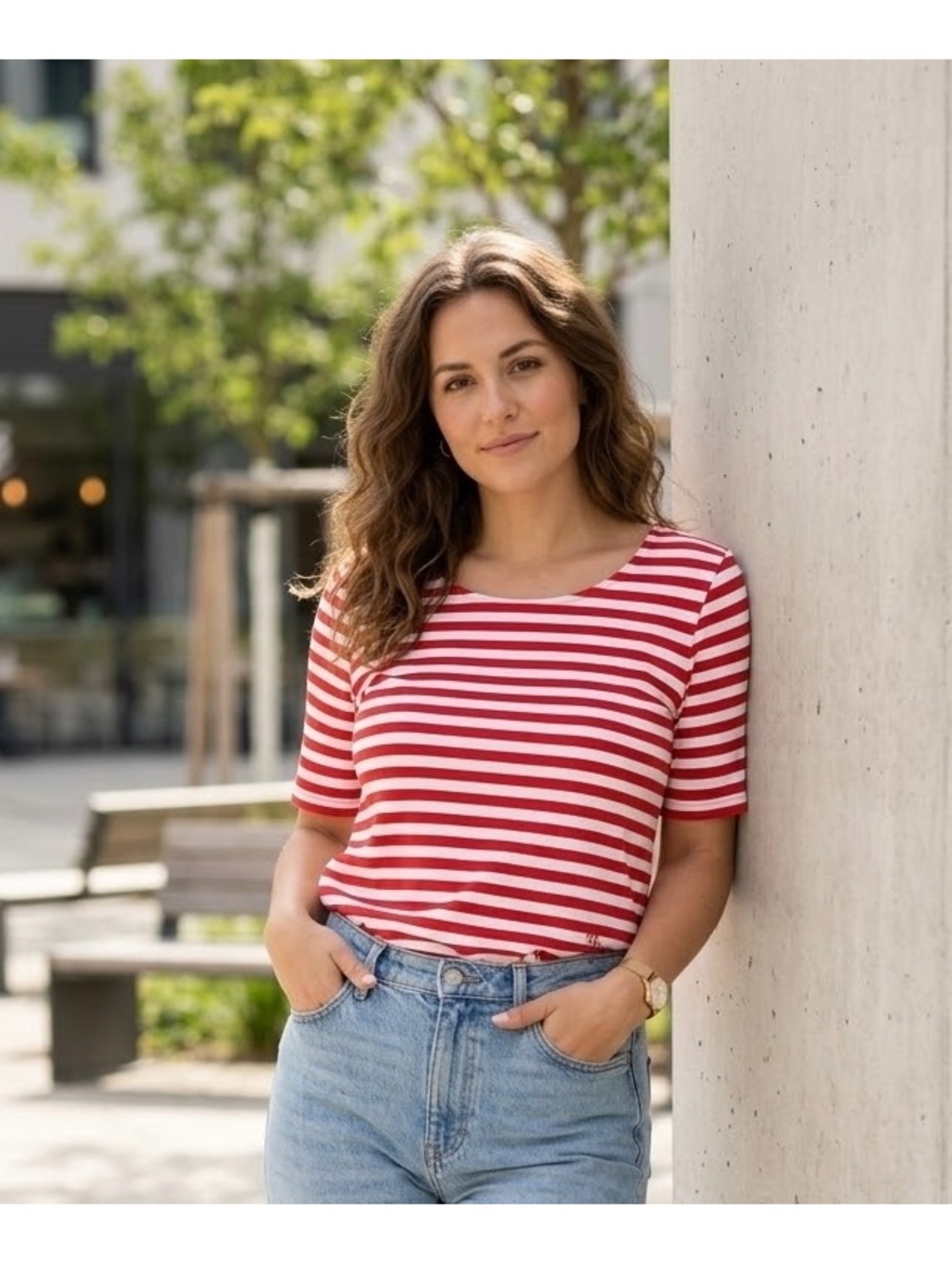 Ralph Lauren Red and White Striped Short Sleeve T-Shirt